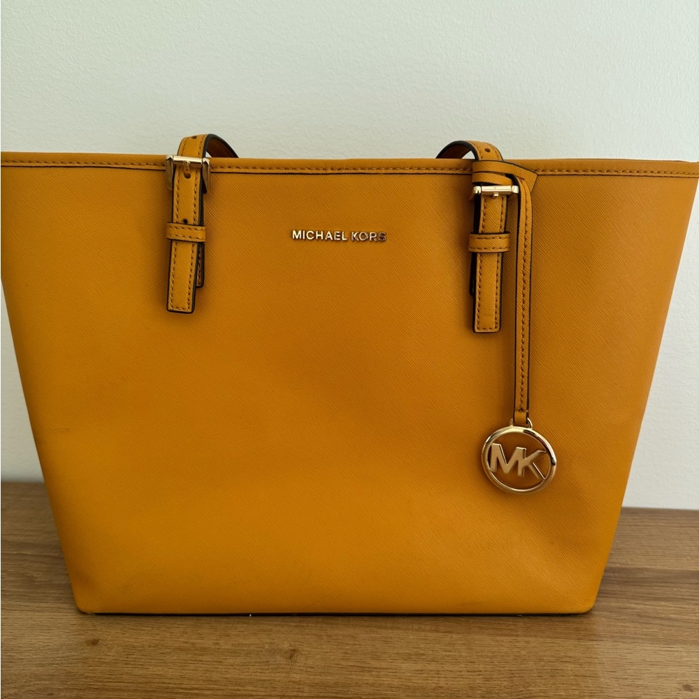 Michael Kors Yellow Structured Leather Tote